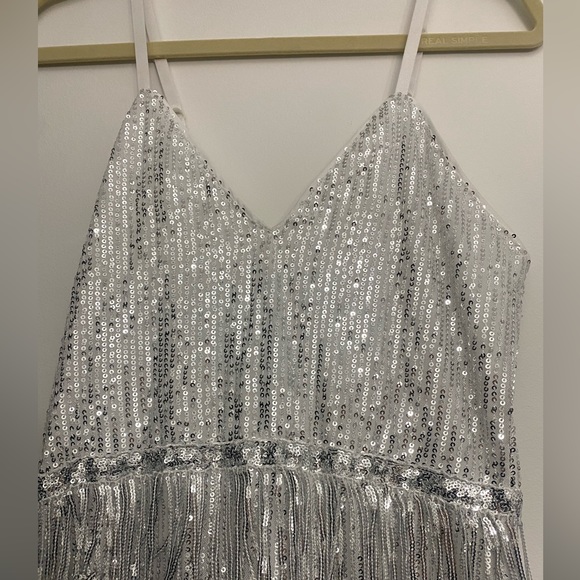 SHEIN BAE Fuzzy Trim Sequin Cami Dress - Picture 5 of 8